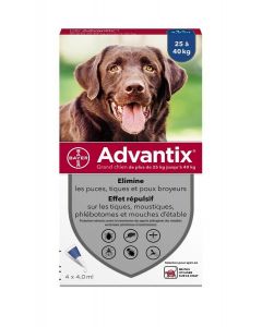 Advantix grand chien (25 - 40 kg) - 4 pipettes- La Compagnie des Animaux