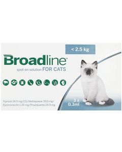 Broadline Spot-on for Small Cats up to 2.5kg (3 pipettes)