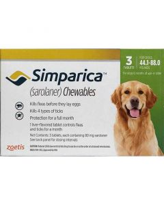 Simparica 80mg Chewable Tablets for Large Dogs 20 - 40kg (pack of 3)