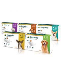 Simparica 40mg Chewable Tablets for Medium Dogs 10 - 20kg (pack of 3)